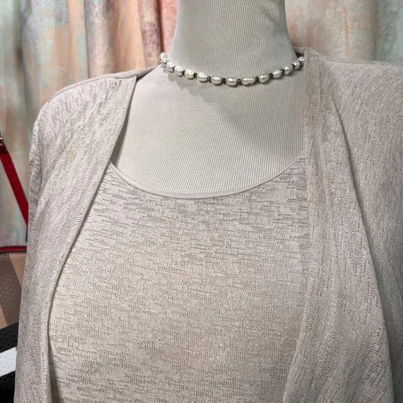 📌R & M Richards Knitted Dress with Attached Open Waterfall Front Cardigan - Picture 2 of 13